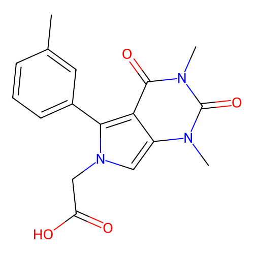 2-[1,3-dimethyl-5-(3-methylphenyl)-2,4-dioxopyrrolo[3,4-d]pyrimidin-6-yl]acetic acid structure