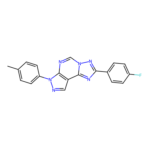 2-(4-fluorophenyl)-7-(p-tolyl)-7H-pyrazolo[4,3-e][1,2,4]triazolo[1,5-c]pyrimidine structure