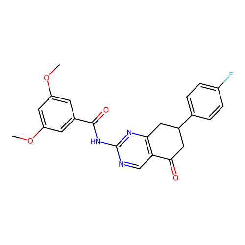 N-[7-(4-fluorophenyl)-5-oxo-5,6,7,8-tetrahydroquinazolin-2-yl]-3,5-dimethoxybenzamide structure