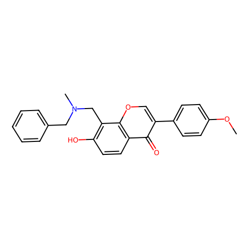 8-((benzyl(methyl)amino)methyl)-7-hydroxy-3-(4-methoxyphenyl)-4H-chromen-4-one structure