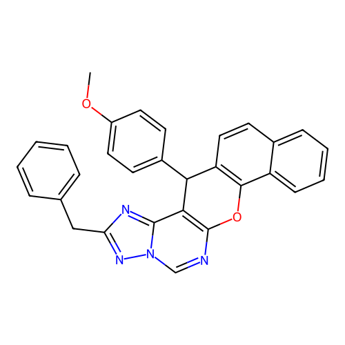 2-benzyl-14-(4-methoxyphenyl)-14H-benzo[7,8]chromeno[3,2-e][1,2,4]triazolo[1,5-c]pyrimidine structure