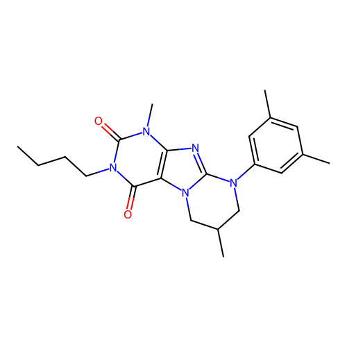 3-butyl-9-(3,5-dimethylphenyl)-1,7-dimethyl-6,7,8,9-tetrahydropyrimido[2,1-f]purine-2,4(1H,3H)-dione structure