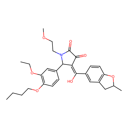 (4E)-5-(4-butoxy-3-ethoxyphenyl)-4-[hydroxy(2-methyl-2,3-dihydro-1-benzofuran-5-yl)methylidene]-1-(2-methoxyethyl)pyrrolidine-2,3-dione structure