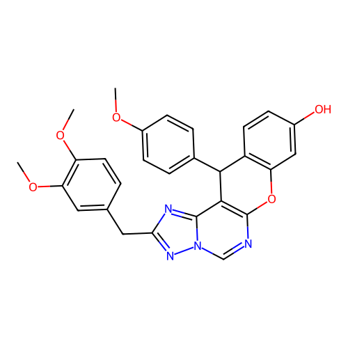 2-(3,4-dimethoxybenzyl)-12-(4-methoxyphenyl)-12H-chromeno[3,2-e][1,2,4]triazolo[1,5-c]pyrimidin-9-ol structure