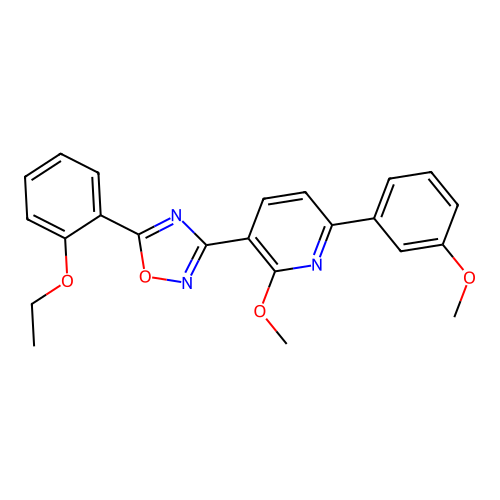 3-[5-(2-ethoxyphenyl)-1,2,4-oxadiazol-3-yl]-2-methoxy-6-(3-methoxyphenyl)pyridine structure