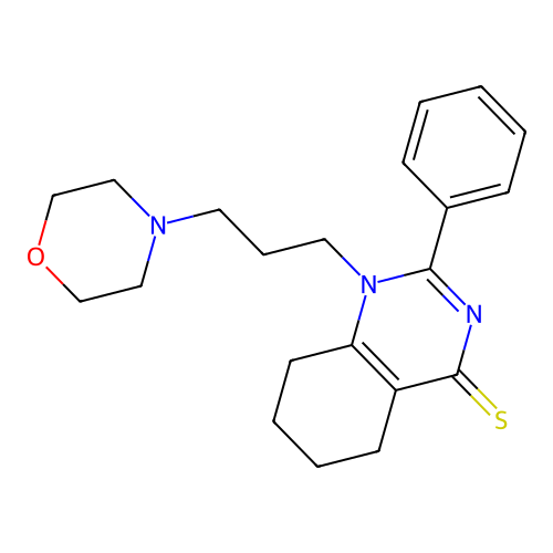 1-[3-(morpholin-4-yl)propyl]-2-phenyl-5,6,7,8-tetrahydroquinazoline-4(1H)-thione structure