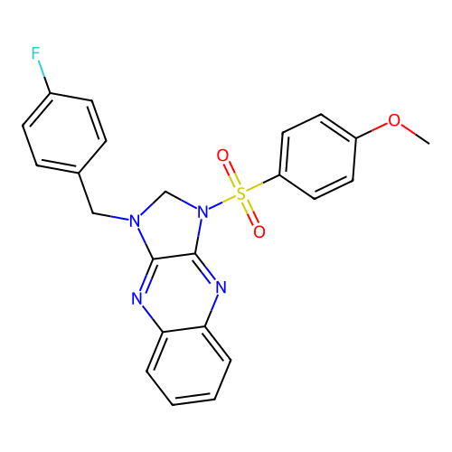 1-(4-fluorobenzyl)-3-((4-methoxyphenyl)sulfonyl)-2,3-dihydro-1H-imidazo[4,5-b]quinoxaline structure
