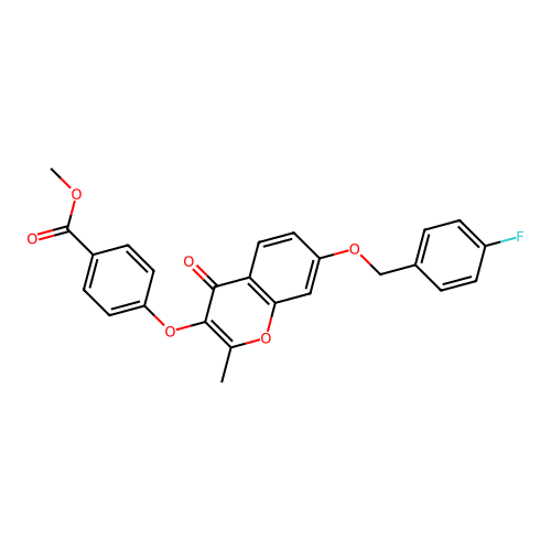 Methyl 4-{7-[(4-fluorophenyl)methoxy]-2-methyl-4-oxochromen-3-yloxy}benzoate structure