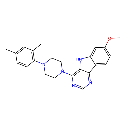 4-[4-(2,4-dimethylphenyl)piperazin-1-yl]-7-methoxy-5H-pyrimido[5,4-b]indole structure