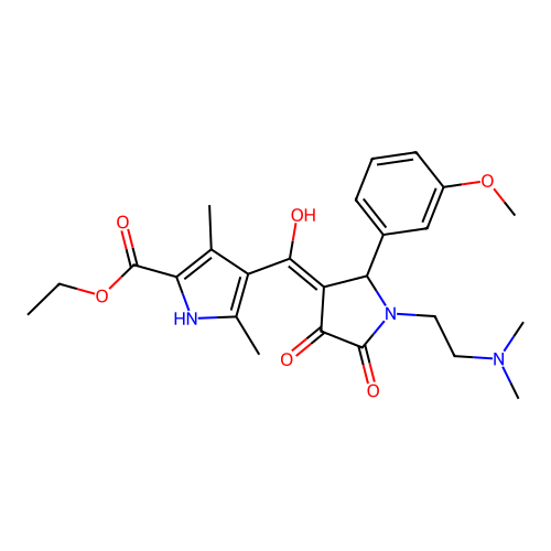 ethyl 4-[[1-(2-dimethylaminoethyl)-2-(3-methoxyphenyl)-4,5-dioxopyrrolidin-3-ylidene]-hydroxymethyl]-3,5-dimethyl-1H-pyrrole-2-carboxylate structure