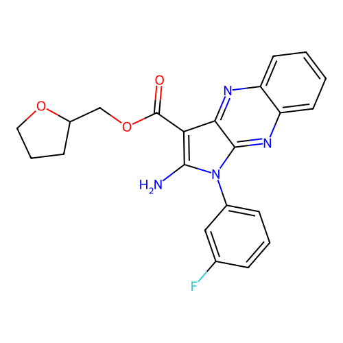 oxolan-2-ylmethyl 2-amino-1-(3-fluorophenyl)pyrrolo[3,2-b]quinoxaline-3-carboxylate structure