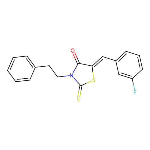 (Z)-5-(3-fluorobenzylidene)-3-phenethyl-2-thioxothiazolidin-4-one structure