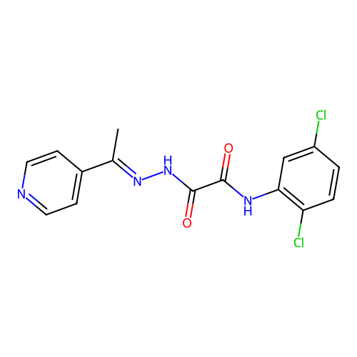 (E)-N-(2,5-dichlorophenyl)-2-oxo-2-(2-(1-(pyridin-4-yl)ethylidene)hydrazinyl)acetamide structure