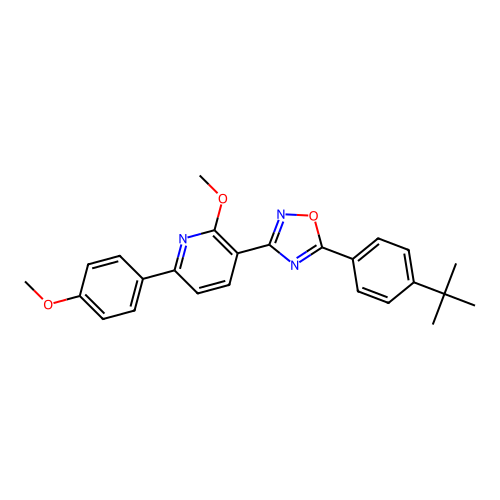3-[5-(4-tert-butylphenyl)-1,2,4-oxadiazol-3-yl]-2-methoxy-6-(4-methoxyphenyl)pyridine structure