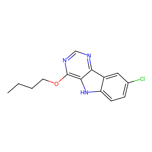 4-butoxy-8-chloro-5H-pyrimido[5,4-b]indole structure