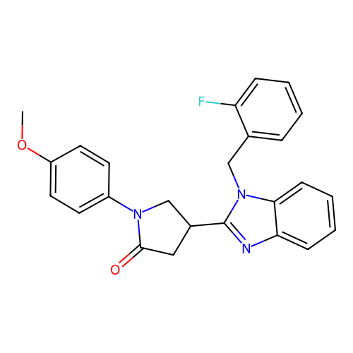 4-(1-(2-fluorobenzyl)-1H-benzo[d]imidazol-2-yl)-1-(4-methoxyphenyl)pyrrolidin-2-one structure