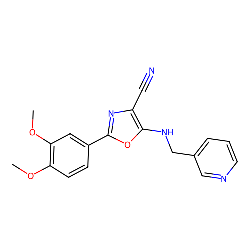 2-(3,4-Dimethoxy-phenyl)-5-[(pyridin-3-ylmethyl)-amino]-oxazole-4-carbonitrile structure