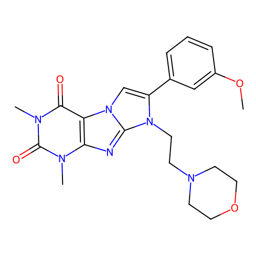 7-(3-methoxyphenyl)-1,3-dimethyl-8-(2-morpholinoethyl)-1H-imidazo[2,1-f]purine-2,4(3H,8H)-dione structure