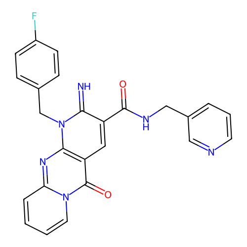 1-(4-fluorobenzyl)-2-imino-5-oxo-N-(pyridin-3-ylmethyl)-1,5-dihydro-2H-dipyrido[1,2-a:2',3'-d]pyrimidine-3-carboxamide structure