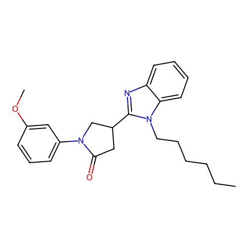 4-(1-hexyl-1H-benzimidazol-2-yl)-1-(3-methoxyphenyl)pyrrolidin-2-one structure