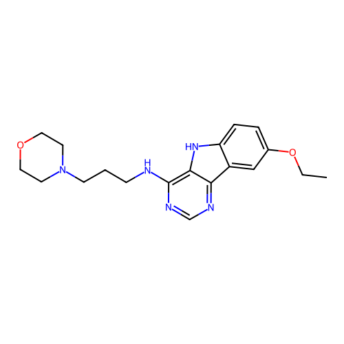 8-ethoxy-N-[3-(morpholin-4-yl)propyl]-5H-pyrimido[5,4-b]indol-4-amine structure