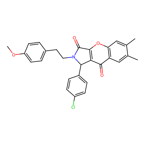 1-(4-chlorophenyl)-2-(4-methoxyphenethyl)-6,7-dimethyl-1,2-dihydrochromeno[2,3-c]pyrrole-3,9-dione structure