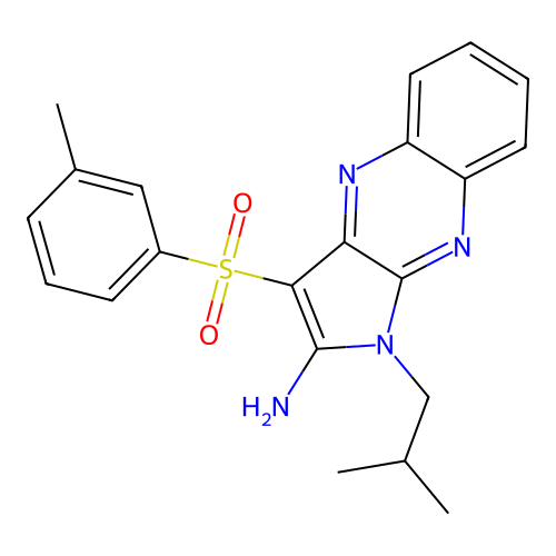 1-isobutyl-3-(m-tolylsulfonyl)-1H-pyrrolo[2,3-b]quinoxalin-2-amine structure