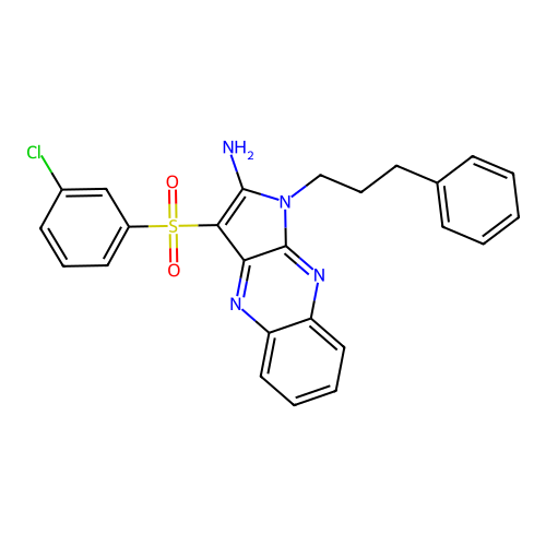 3-((3-chlorophenyl)sulfonyl)-1-(3-phenylpropyl)-1H-pyrrolo[2,3-b]quinoxalin-2-amine structure