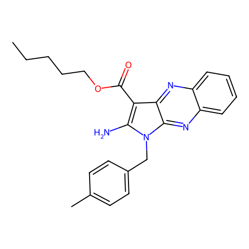 pentyl 2-amino-1-(4-methylbenzyl)-1H-pyrrolo[2,3-b]quinoxaline-3-carboxylate structure