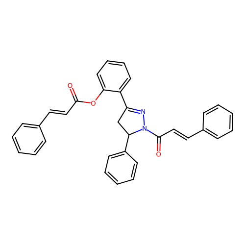2-(1-cinnamoyl-5-phenyl-4,5-dihydro-1H-pyrazol-3-yl)phenyl cinnamate structure