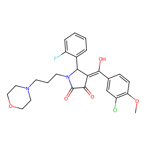 (4E)-4-[(3-chloro-4-methoxyphenyl)-hydroxymethylidene]-5-(2-fluorophenyl)-1-(3-morpholin-4-ylpropyl)pyrrolidine-2,3-dione structure