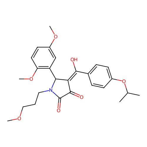 (4E)-5-(2,5-dimethoxyphenyl)-4-[hydroxy-(4-propan-2-yloxyphenyl)methylidene]-1-(3-methoxypropyl)pyrrolidine-2,3-dione structure