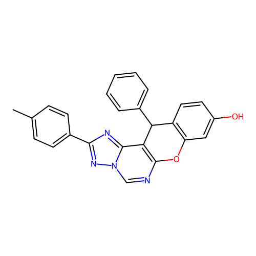 2-(4-methylphenyl)-12-phenyl-12H-chromeno[3,2-e][1,2,4]triazolo[1,5-c]pyrimidin-9-ol structure