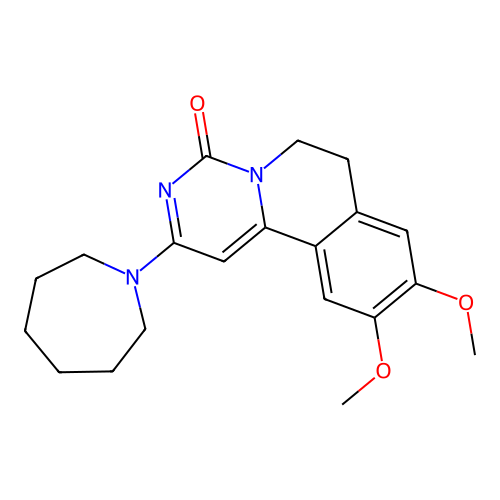 2-(azepan-1-yl)-9,10-dimethoxy-6,7-dihydro-4H-pyrimido[6,1-a]isoquinolin-4-one structure