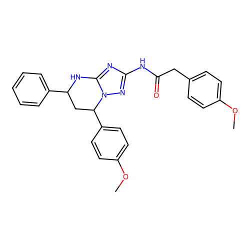 2-(4-methoxyphenyl)-N-(7-(4-methoxyphenyl)-5-phenyl-4,5,6,7-tetrahydro-[1,2,4]triazolo[1,5-a]pyrimidin-2-yl)acetamide structure