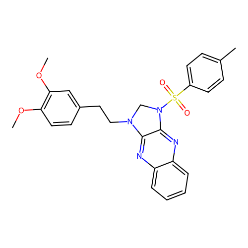 1-(3,4-dimethoxyphenethyl)-3-tosyl-2,3-dihydro-1H-imidazo[4,5-b]quinoxaline structure