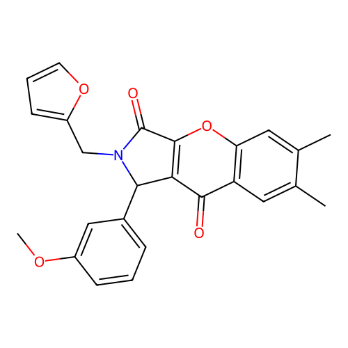 2-(furan-2-ylmethyl)-1-(3-methoxyphenyl)-6,7-dimethyl-1,2-dihydrochromeno[2,3-c]pyrrole-3,9-dione structure