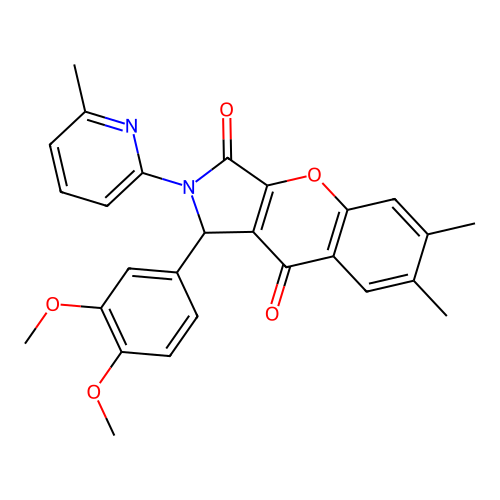 1-(3,4-dimethoxyphenyl)-6,7-dimethyl-2-(6-methylpyridin-2-yl)-1,2-dihydrochromeno[2,3-c]pyrrole-3,9-dione structure