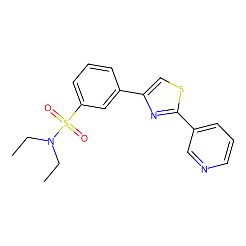 N,N-diethyl-3-[2-(pyridin-3-yl)-1,3-thiazol-4-yl]benzenesulfonamide structure