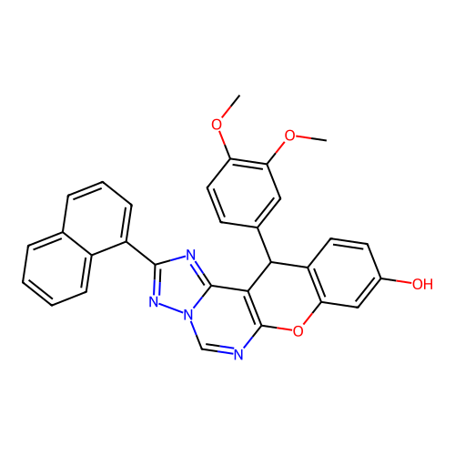 12-(3,4-dimethoxyphenyl)-2-(naphthalen-1-yl)-12H-chromeno[3,2-e][1,2,4]triazolo[1,5-c]pyrimidin-9-ol structure