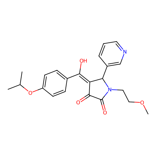3-hydroxy-1-(2-methoxyethyl)-4-[4-(propan-2-yloxy)benzoyl]-5-(pyridin-3-yl)-2,5-dihydro-1H-pyrrol-2-one structure