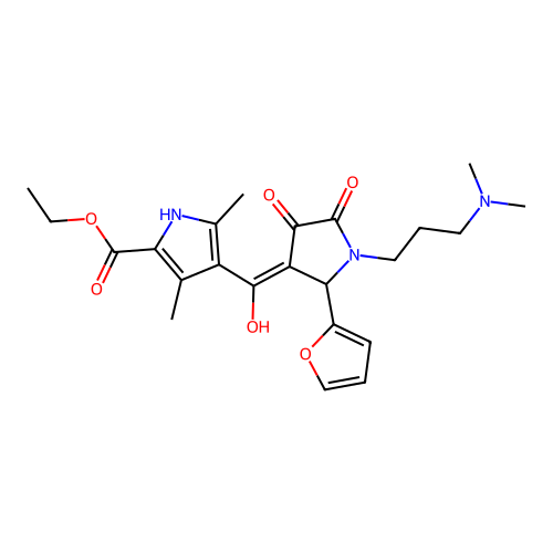 ethyl 4-({1-[3-(dimethylamino)propyl]-2-(2-furyl)-4-hydroxy-5-oxo(3-pyrrolin-3 -yl)}carbonyl)-3,5-dimethylpyrrole-2-carboxylate structure