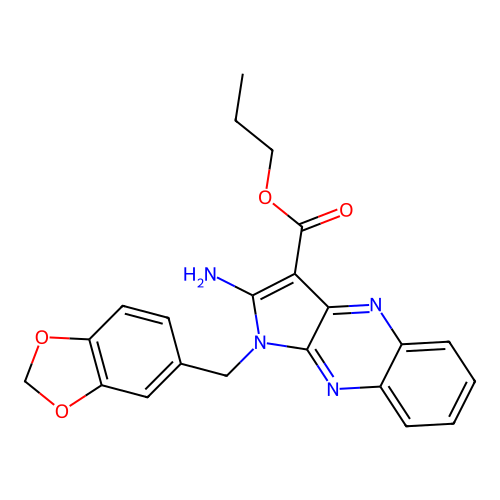 propyl 2-amino-1-(1,3-benzodioxol-5-ylmethyl)-1H-pyrrolo[2,3-b]quinoxaline-3-carboxylate structure