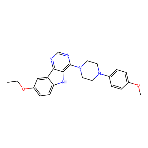 8-ethoxy-4-[4-(4-methoxyphenyl)piperazin-1-yl]-5H-pyrimido[5,4-b]indole structure