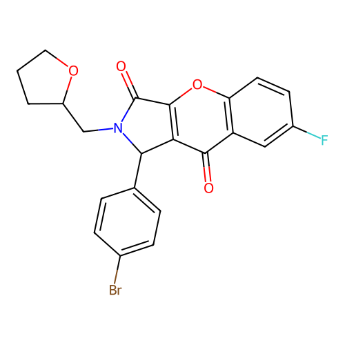 1-(4-bromophenyl)-7-fluoro-2-(oxolan-2-ylmethyl)-1H-chromeno[2,3-c]pyrrole-3,9-dione structure