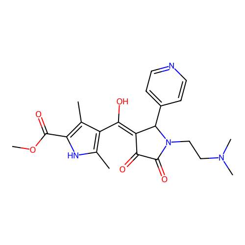 methyl 4-[[1-(2-dimethylaminoethyl)-4,5-dioxo-2-pyridin-4-ylpyrrolidin-3-ylidene]-hydroxymethyl]-3,5-dimethyl-1H-pyrrole-2-carboxylate structure