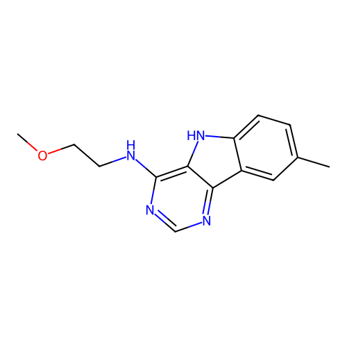 N-(2-methoxyethyl)-8-methyl-5H-pyrimido[5,4-b]indol-4-amine structure