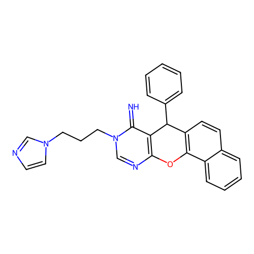 9-[3-(1H-imidazol-1-yl)propyl]-7-phenyl-7,9-dihydro-8H-benzo[7,8]chromeno[2,3-d]pyrimidin-8-imine structure