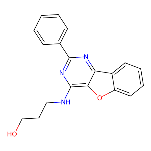 3-[(2-Phenyl-[1]benzofuro[3,2-d]pyrimidin-4-yl)amino]propan-1-ol structure