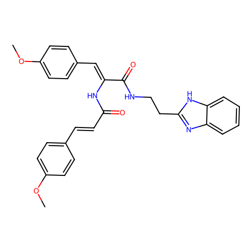 (2Z)-N-[2-(1H-benzimidazol-2-yl)ethyl]-3-(4-methoxyphenyl)-2-{[(2E)-3-(4-methoxyphenyl)prop-2-enoyl]amino}prop-2-enamide structure